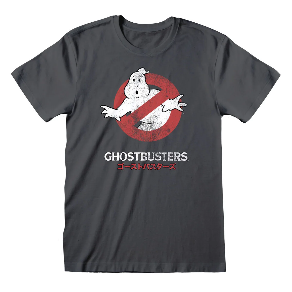 CAMISETA DE MANGA CORTA UNISEX THE GHOSTBUSTERS JAPANESE TEXT GRIS OSCURO