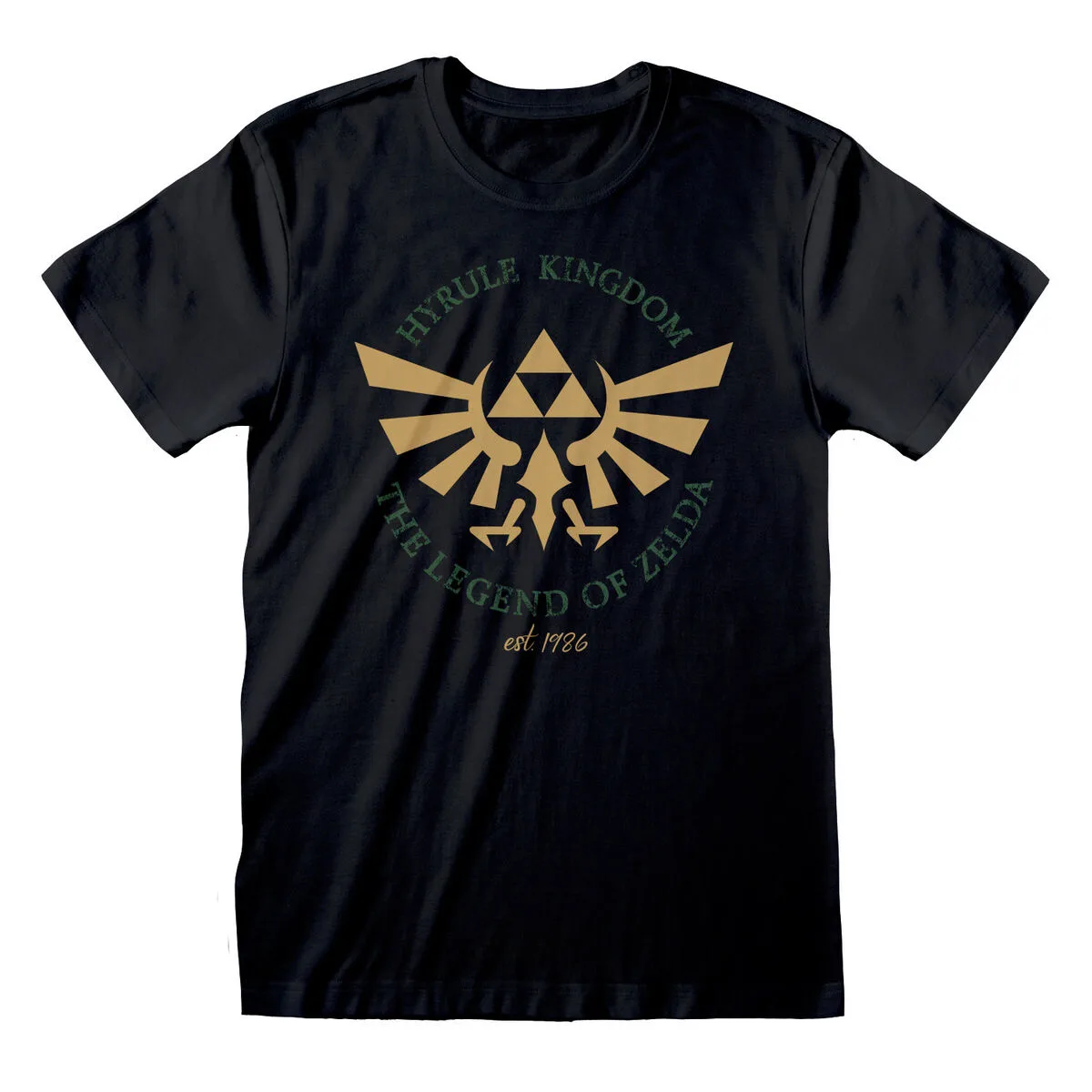 CAMISETA DE MANGA CORTA UNISEX THE LEGEND OF ZELDA HYRULE KINGDOM CREST NEGRO
