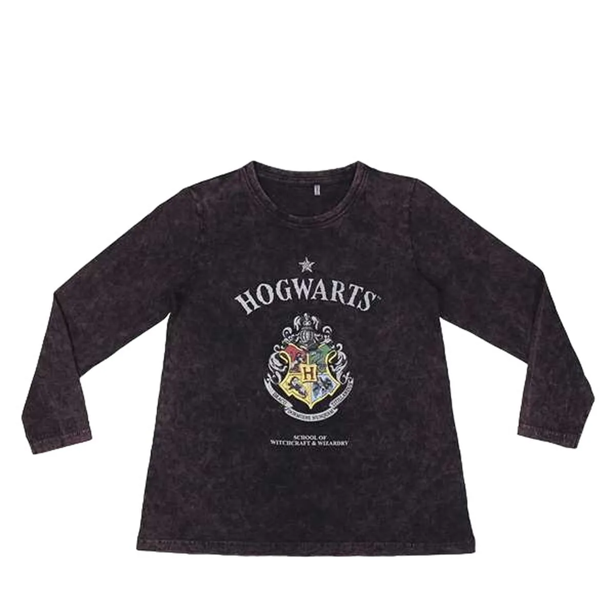 CAMISETA DE MANGA LARGA NIÑO HARRY POTTER GRIS GRIS OSCURO