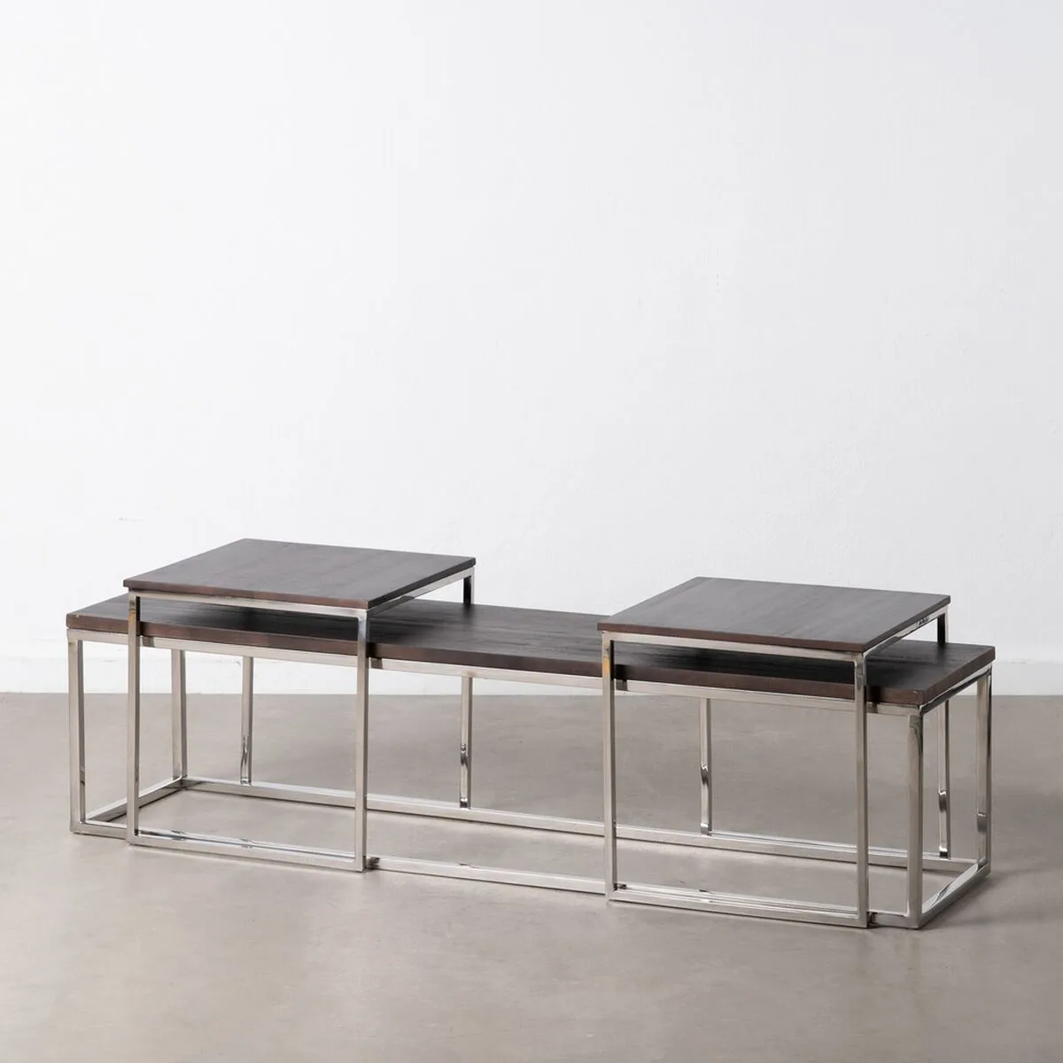 MESA DE CENTRO 152 X 38,5 X 38,5 CM METAL MADERA 3 UNIDADES