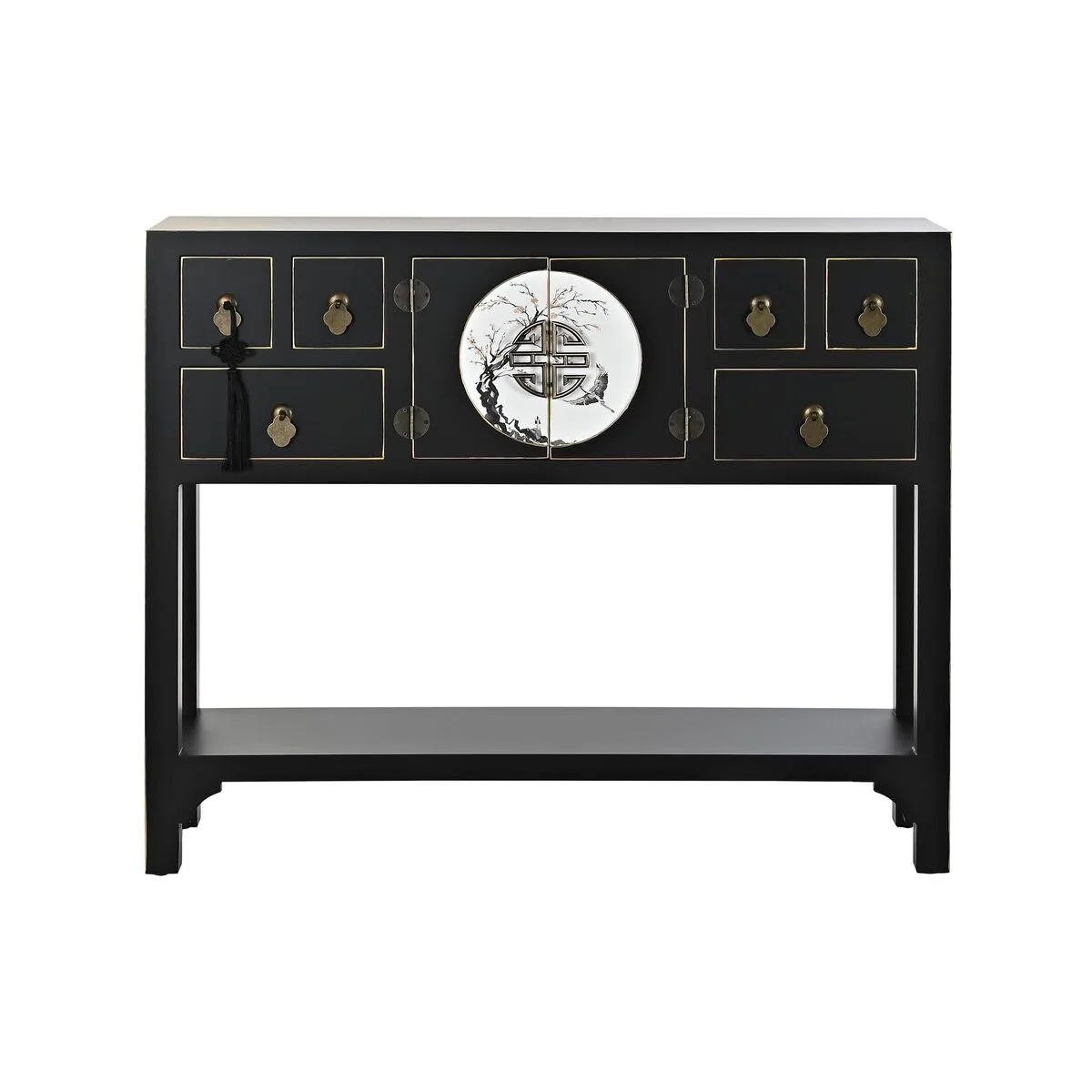 MESA AUXILIAR DKD HOME DECOR 95 X 26 X 79 CM ABETO NEGRO DORADO METAL BLANCO MADERA MDF