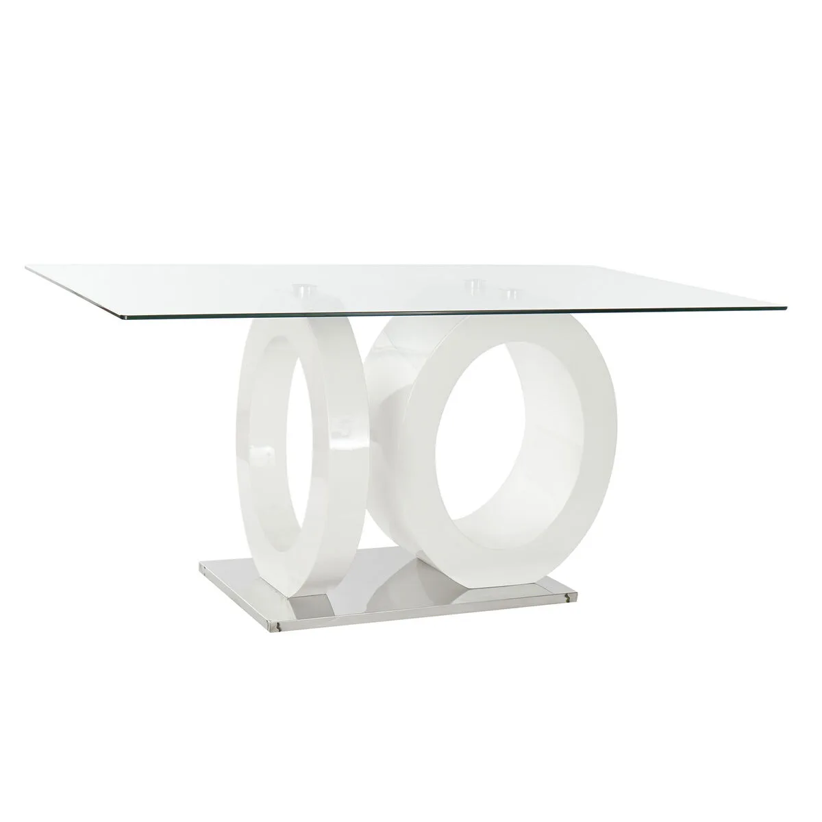 MESA DE COMEDOR DKD HOME DECOR CRISTAL TRANSPARENTE BLANCO MADERA MDF (160 X 90 X 75 CM)