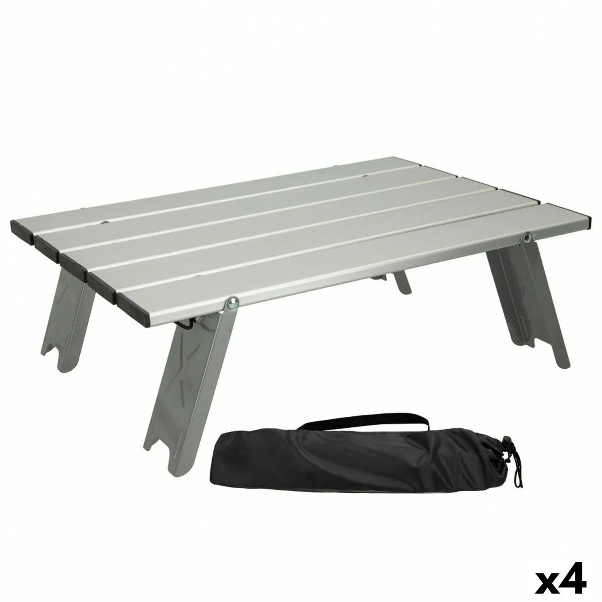 MESA PLEGABLE AKTIVE PLATEADO ALUMINIO 40 X 13 X 28,5 CM (4 UNIDADES)