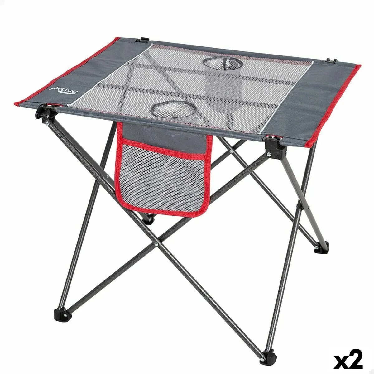 MESA PLEGABLE AKTIVE CAMPING GRIS 62 X 50 X 50 CM (2 UNIDADES)