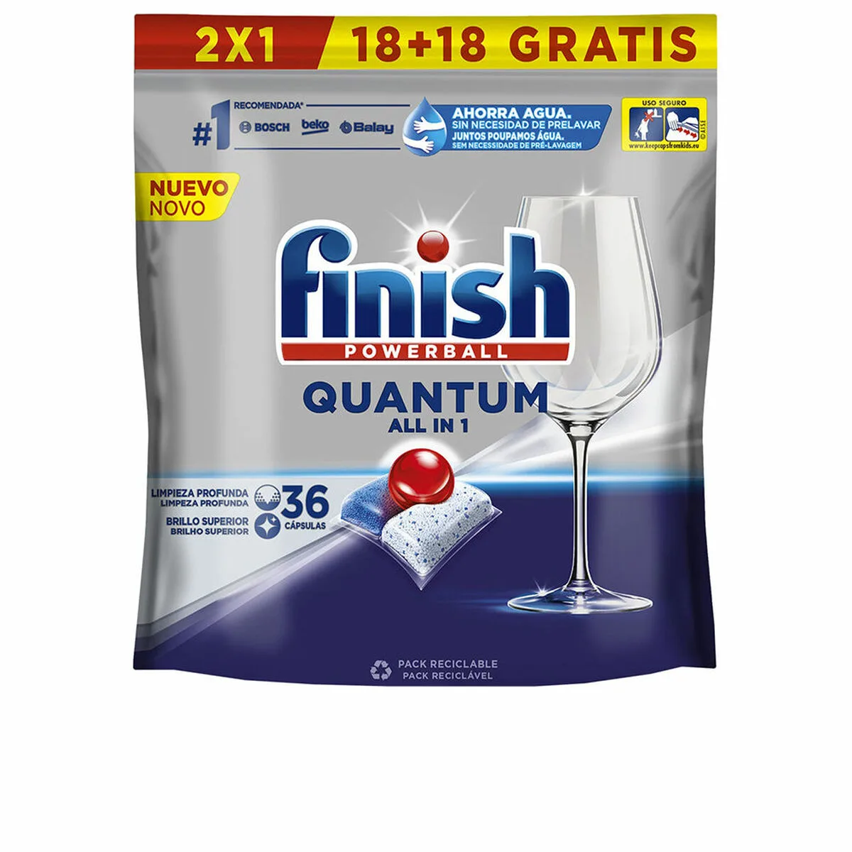 PASTILLAS PARA LAVAVAJILLAS FINISH QUANTUM (36 UNIDADES)