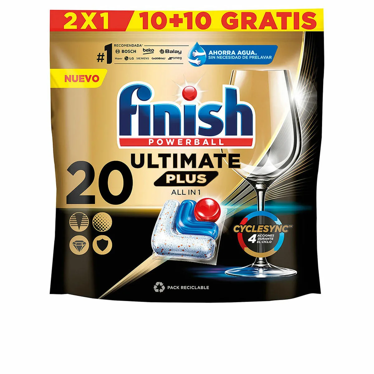 PASTILLAS PARA LAVAVAJILLAS FINISH ULTIMATE PLUS (20 UNIDADES)