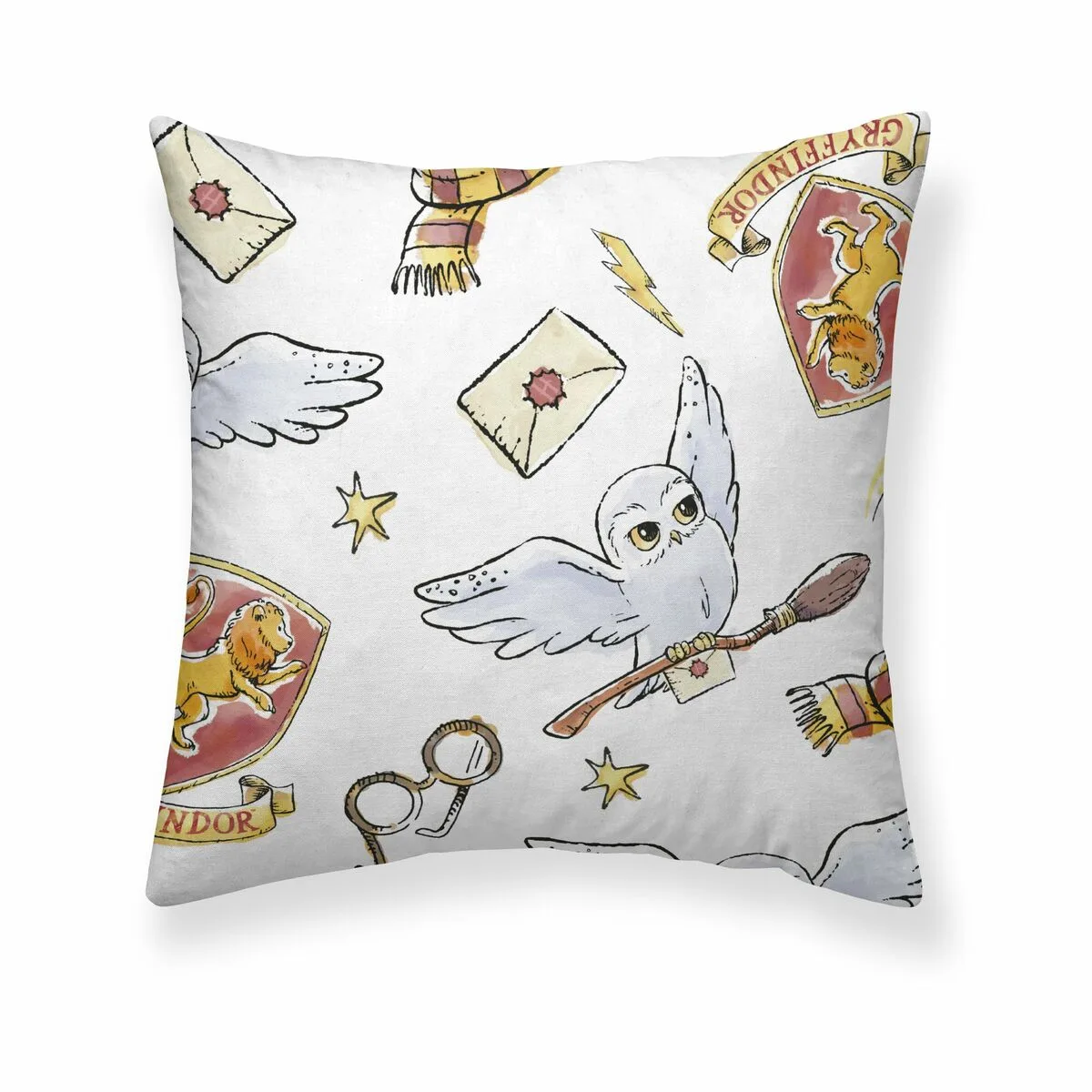 FUNDA DE ALMOHADA HARRY POTTER HEDWIG MULTICOLOR 175 HILOS 65 X 65 CM