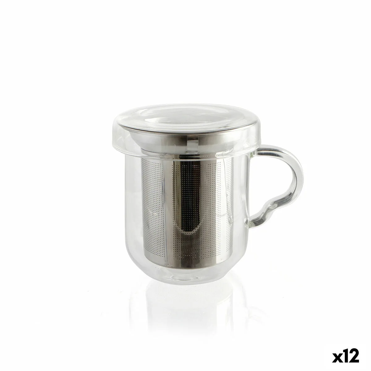 TAZA CON FILTRO PARA INFUSIONES QUID SERENIA TRANSPARENTE VIDRIO ACERO INOXIDABLE 350 ML (12 UNIDADES)