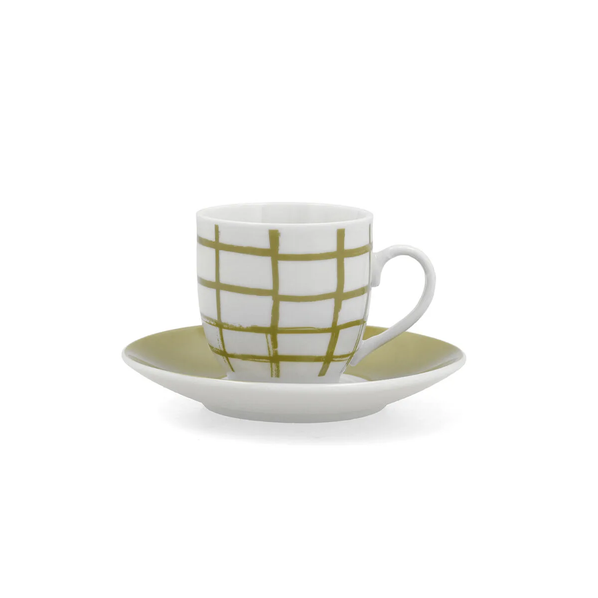 TAZA CON PLATO QUID KANSAS VERDE CERÁMICA 90 ML (6 UNIDADES)