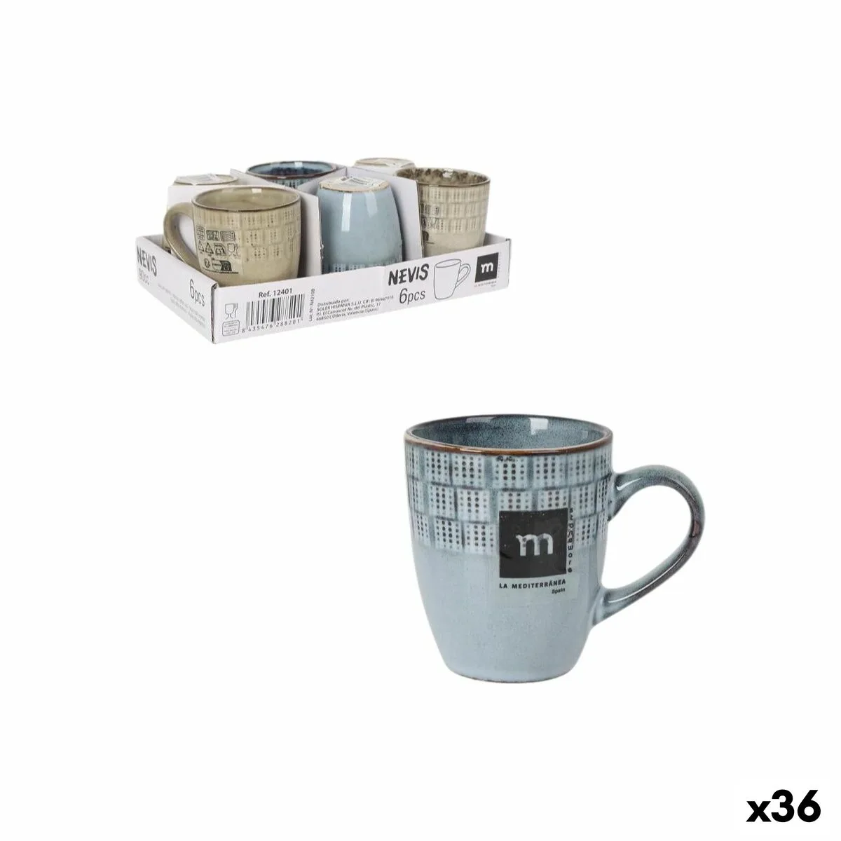 TAZA DE CAFÉ Y TÉ LA MEDITERRÁNEA NEVIS 90 ML (36 UNIDADES)