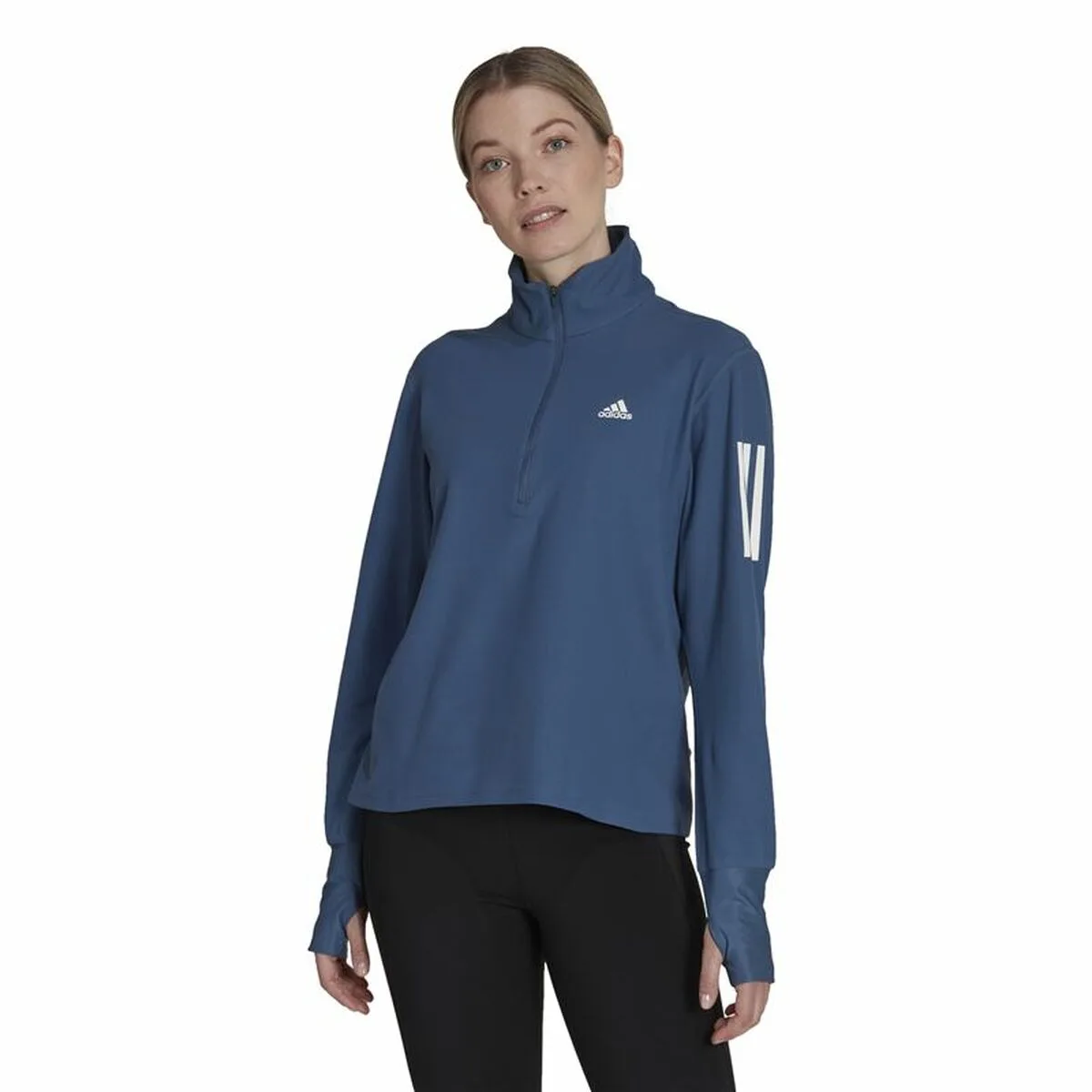 CAMISETA DE MANGA LARGA DE MUJER ADIDAS OWN THE RUN 1/2 ZIP AÑIL