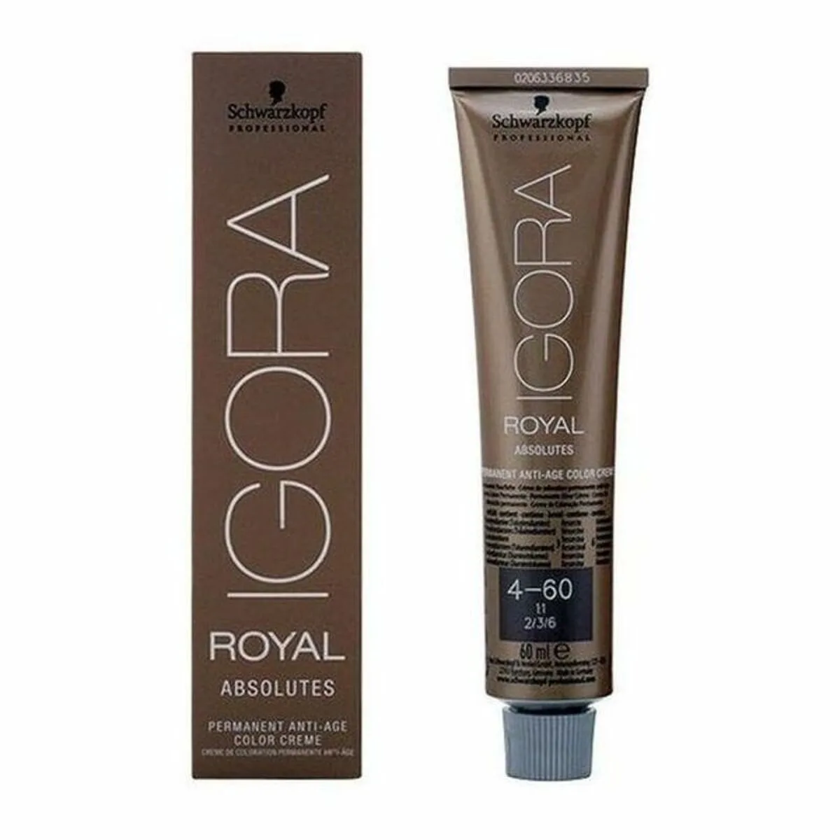 TINTE PERMANENTE ANTIEDAD IGORA ROYAL ABSOLUTES SCHWARZKOPF 4.04579E+12 Nº 4-60 Nº 4-60 60 ML
