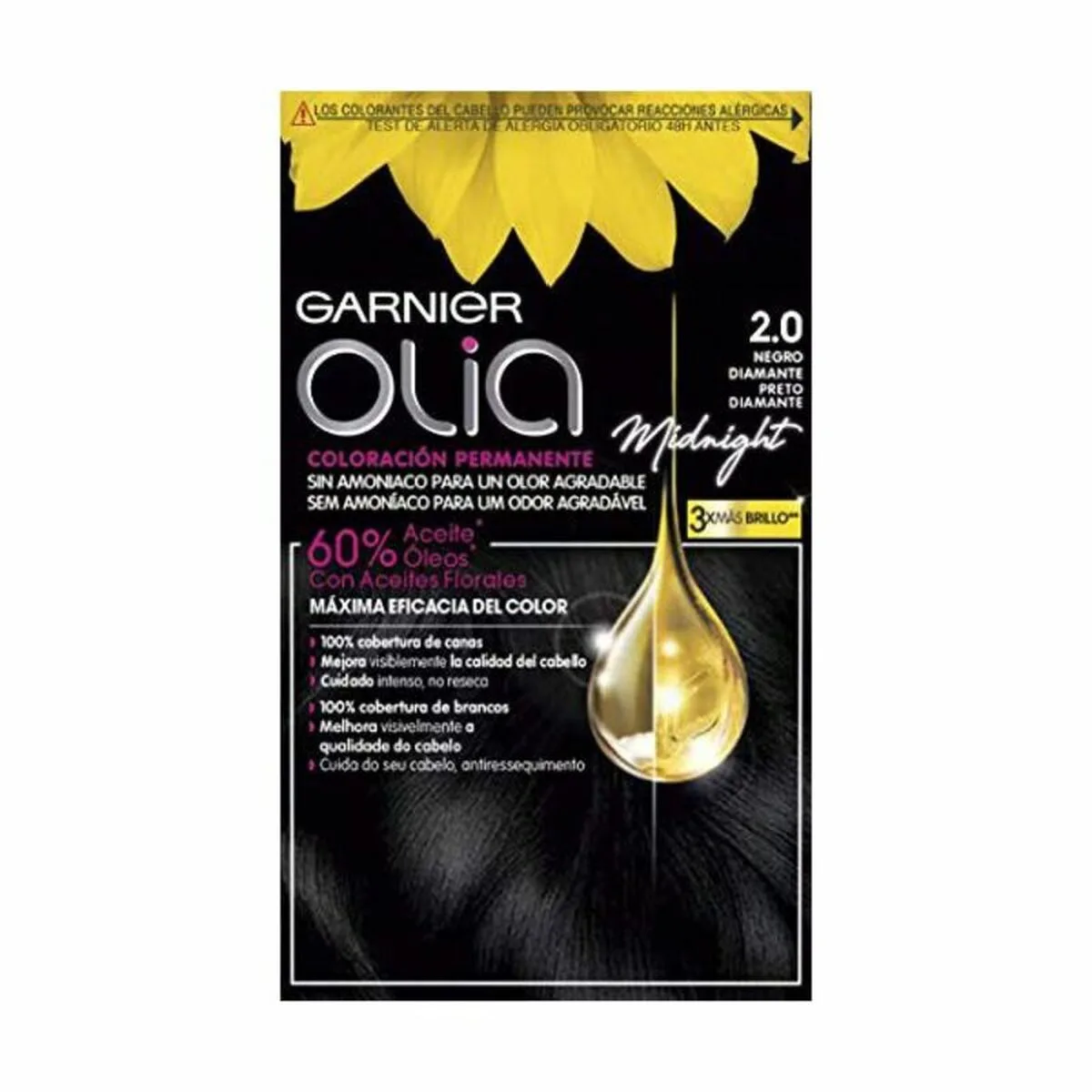 TINTE PERMANENTE GARNIER OLIA SIN AMONIACO Nº 2.0 BLACK DIAMOND