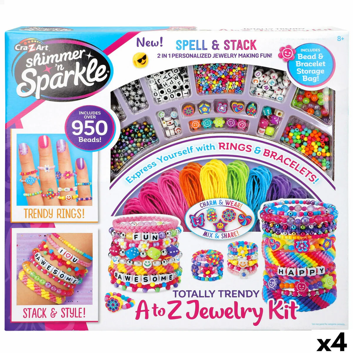 KIT DE JOYERÍA CRA-Z-ART 0,1 X 0,1 X 0,1 CM (4 UNIDADES)