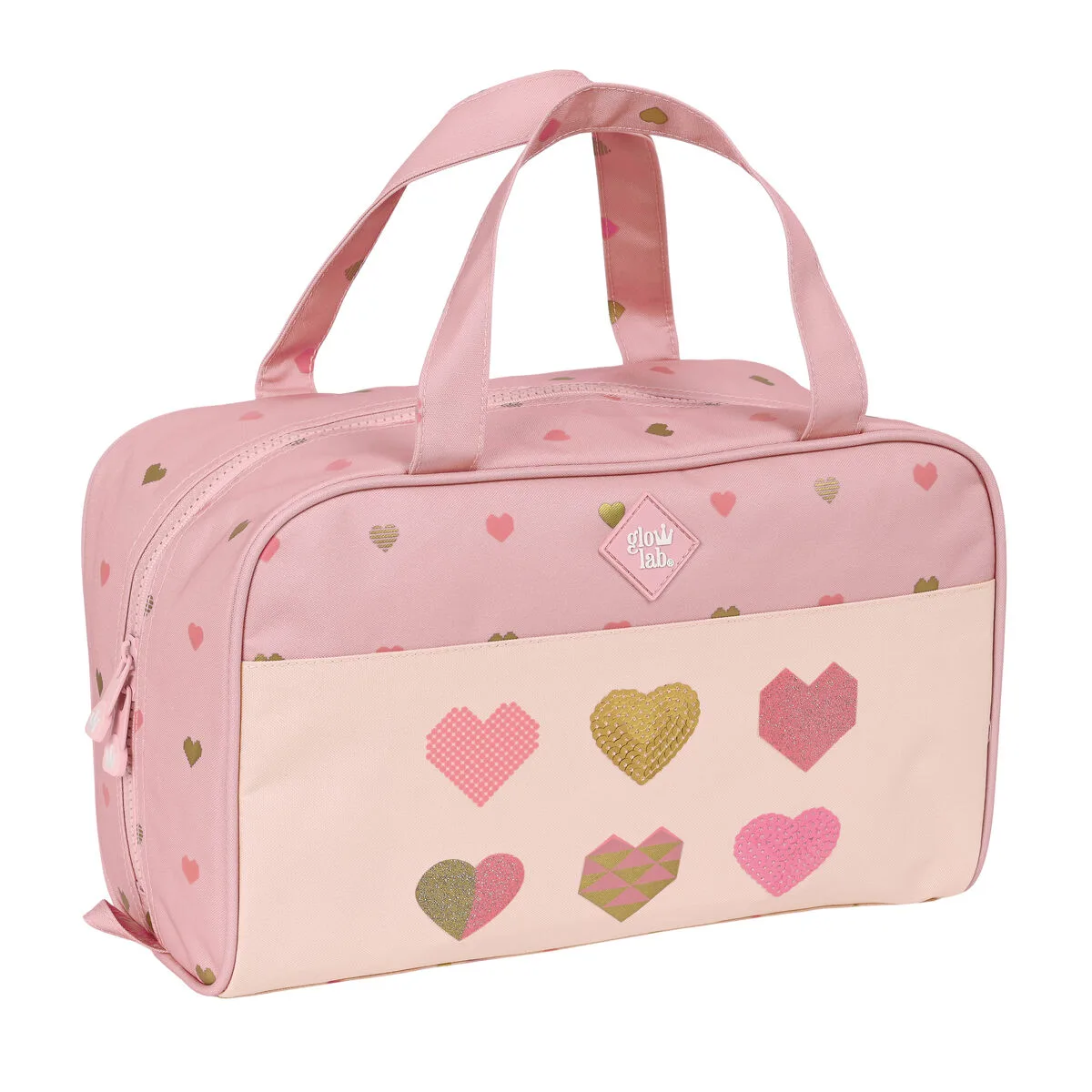 NECESER ESCOLAR GLOW LAB HEARTS ROSA 31 X 14 X 19 CM