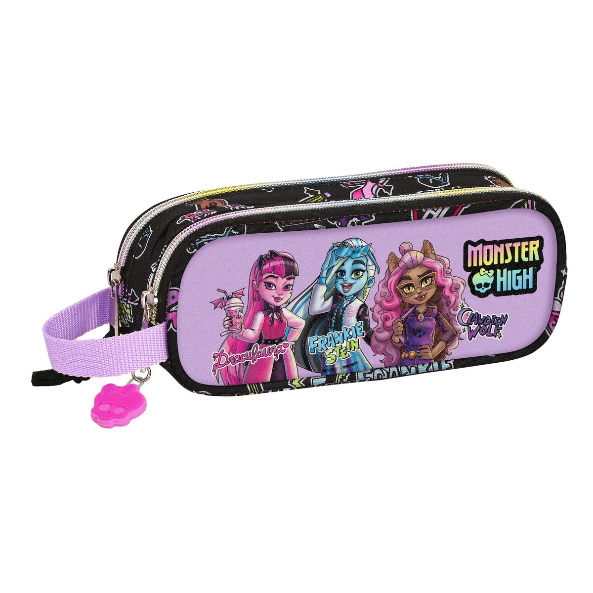PORTATODO DOBLE MONSTER HIGH CREEP NEGRO 21 X 8 X 6 CM