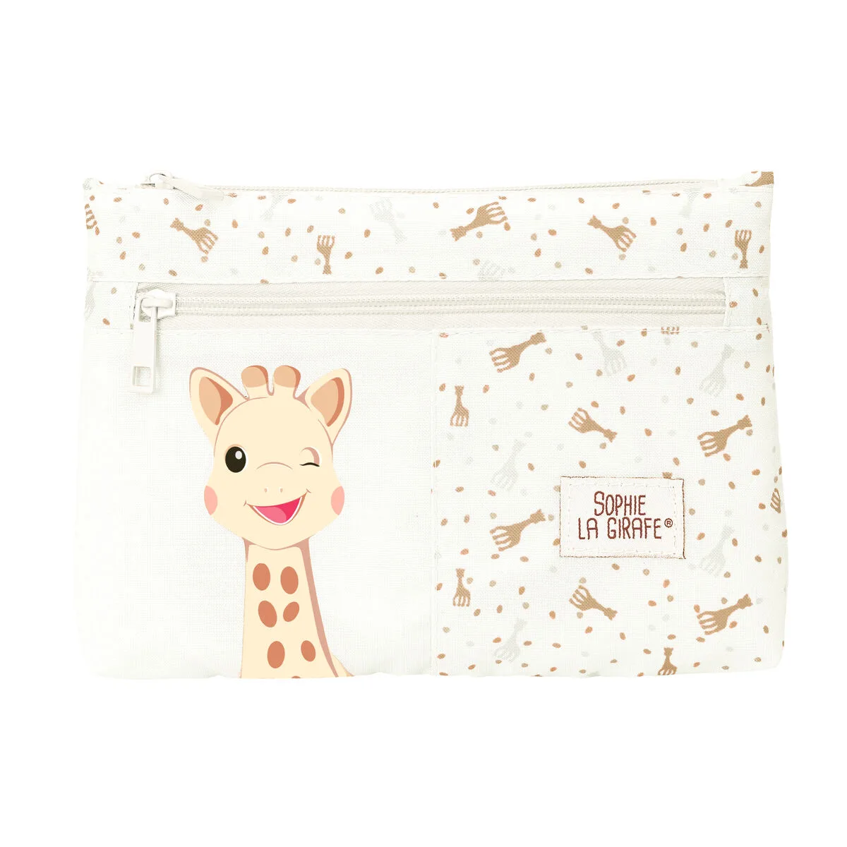 PORTATODO DOBLE SOPHIE LA GIRAFE BEIGE 23 X 16 X 3 CM