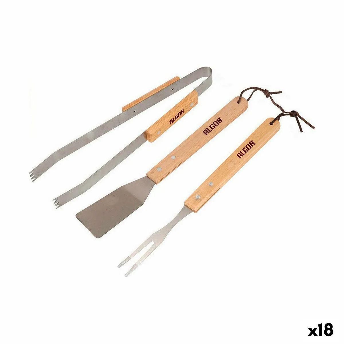 UTENSILIOS PARA BARBACOAS ALGON MADERA 18 UNIDADES (3 PIEZAS)