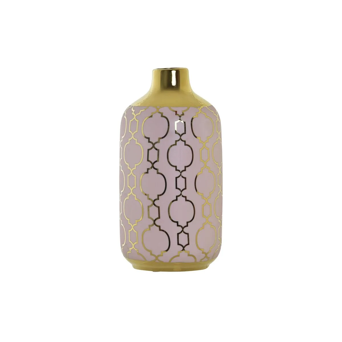 JARRÓN DKD HOME DECOR ROSA DORADO PORCELANA ORIENTAL CROMADO 13 X 13 X 26 CM