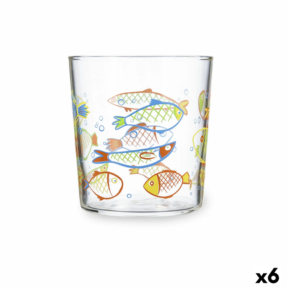 VASO DE AGUA LUMINARC PECES MULTICOLOR VIDRIO PECES 360 ML (6 UNIDADES)