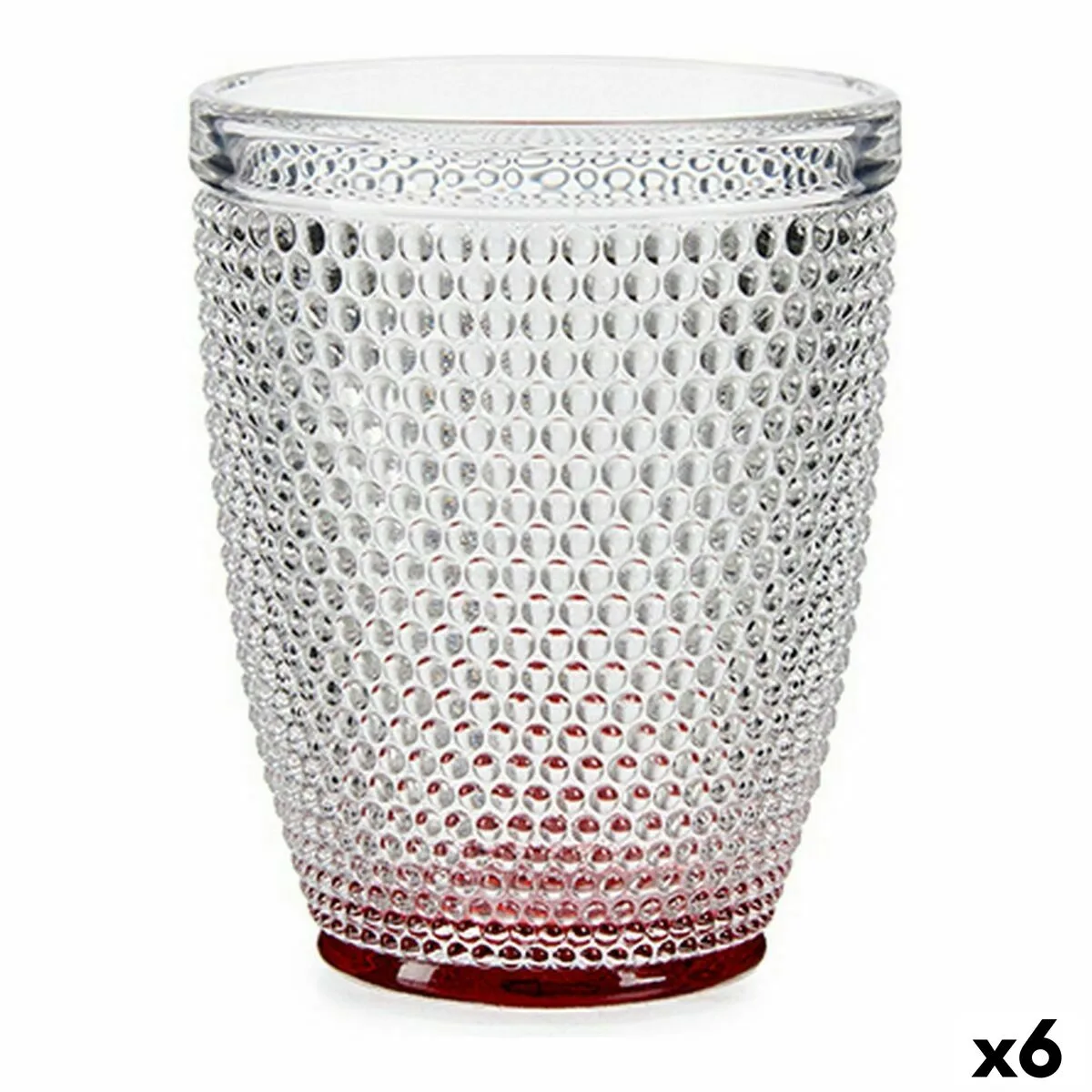 VASO VIVALTO P00409ZD/BHA6 RED BO ROJO TRANSPARENTE VIDRIO PUNTOS 300 ML (6 UNIDADES)