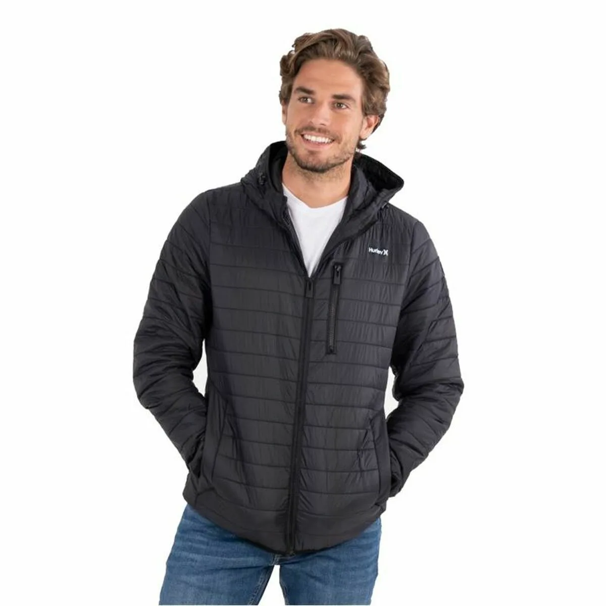 CHAQUETA DEPORTIVA PARA HOMBRE HURLEY  BALSAM QUILTED PACKABLE NEGRO